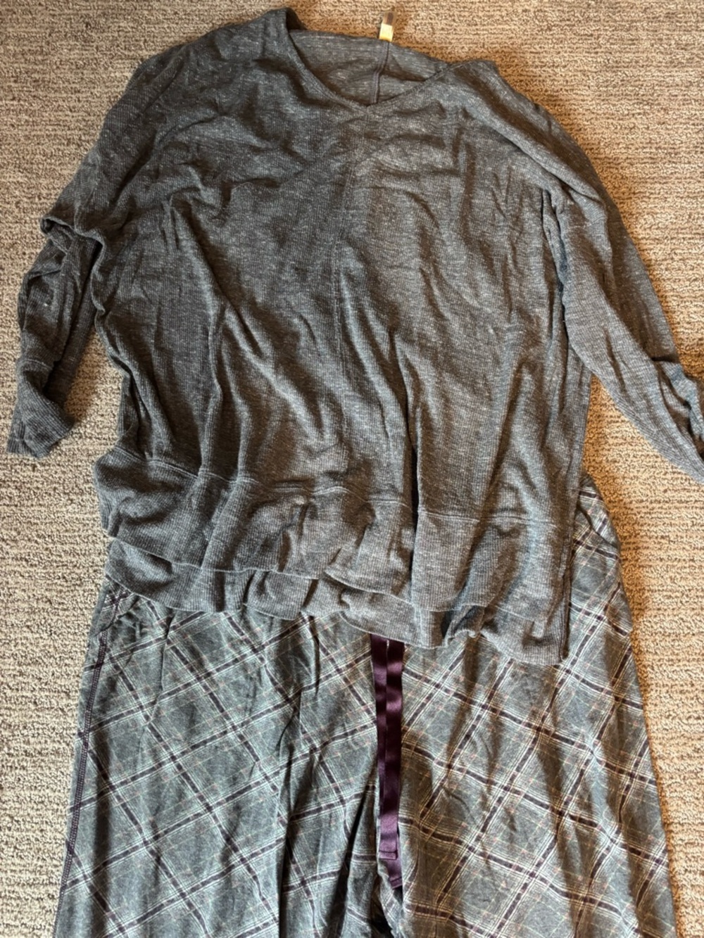 Cacique Gray Plaid Two-Piece Pajama Set